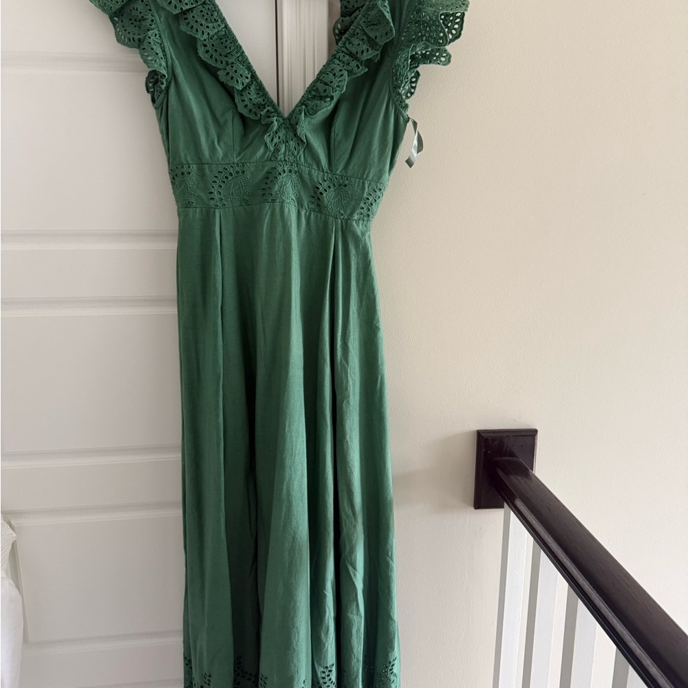 Mac Duggal Green Eyelet Dress